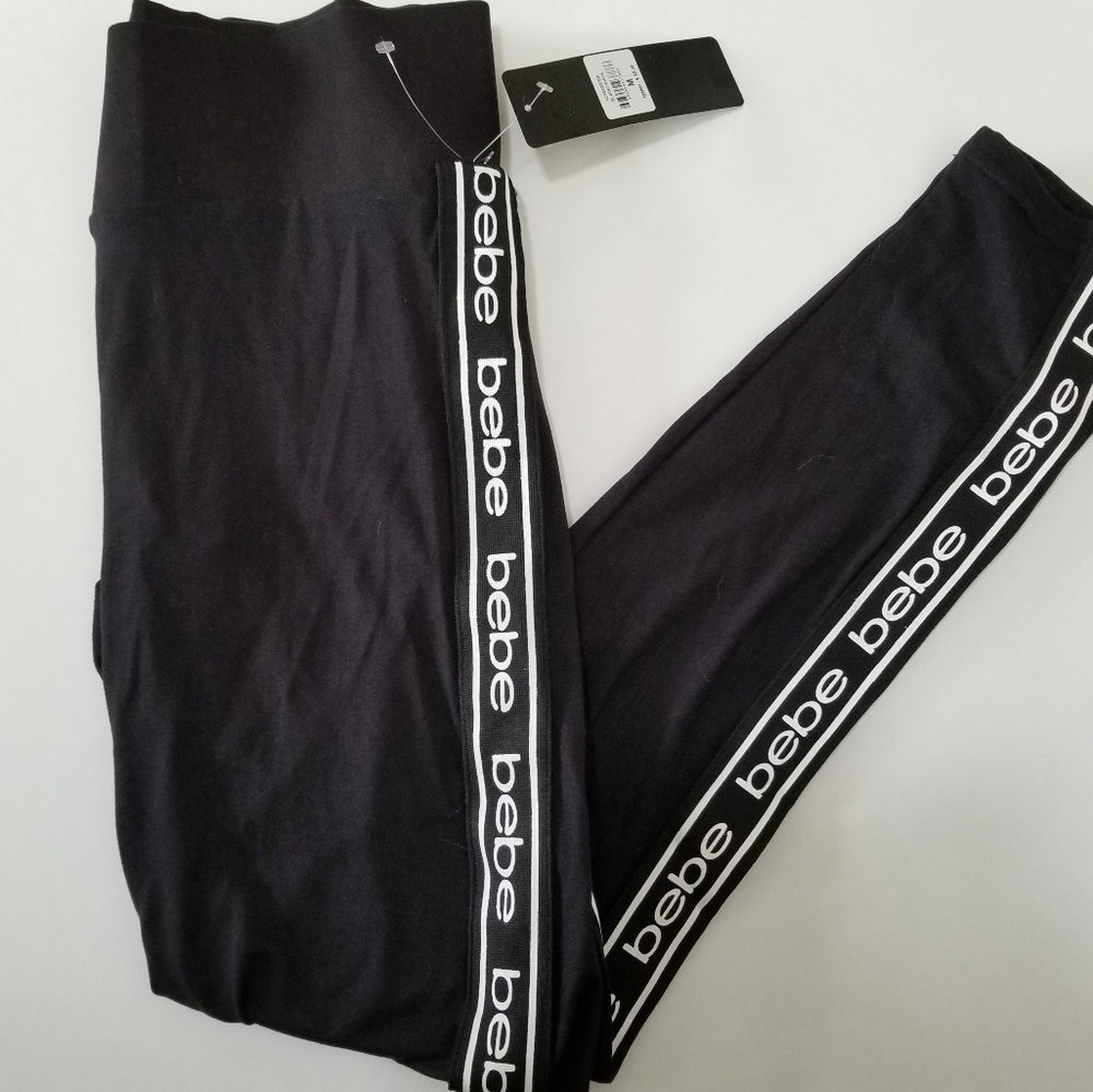 BEBE BLACK LEGGING WITH SIDE LOGO